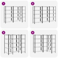 Vidaxl 5patrové úložné regály 3 ks modré ocel a kompozitní dřevo
