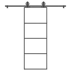 shumee vidaXL Posuvné dveře s kováním 76x205 cm ESG sklo a hliník