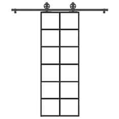 shumee vidaXL Posuvné dveře s kováním 76x205 cm ESG sklo a hliník
