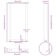 Vidaxl Nohy konferenčního stolku ve tvaru U 2 ks 38x(72-73) cm ocel