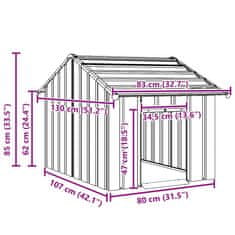 Petromila Psí bouda se střechou 83x130x85 cm pozinkovaná ocel