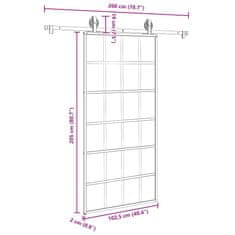 Vidaxl Posuvné dveře s kováním 102x205 cm ESG sklo a hliník