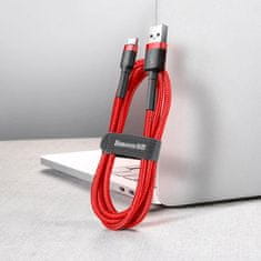 Borofone Baseus Cafule USB-A na USB-C kabel QC 3.0, 3A - 0,5 m – Červená/Černá KP35153