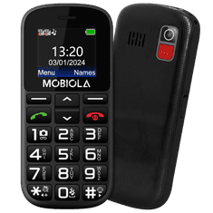 Mobiola MB200, mobilní telefon pro seniory, SOS tlačítko, 2 SIM, nabíjecí stojánek, černý