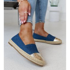 Modré a zlaté třpytivé espadrilky velikost 40