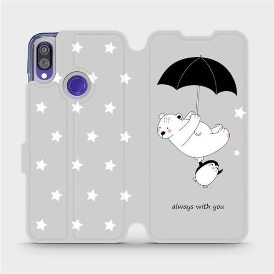 Mobiwear Flipové pouzdro na mobil Xiaomi Redmi Note 7 - MH08P Méďa a tučňák - always with you