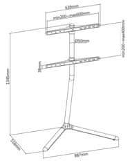 Nedis podlahový TV stojan/ 49 - 70"/ 40 kg/ provedení V-vorm/ protiskluzový popruh/ Snap-lock/ hliník/ ocel/ černý
