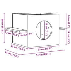 Vidaxl Kočičí domeček bílá 51x35x30 cm masivní borové dřevo