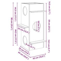 Vidaxl Kočičí domeček voskově hnědá 43x43x90 cm masivní borové dřevo