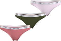 Tommy Hilfiger Dámské tanga 3 PACK UW0UW04894 0R6 růžovo-zelené - Tommy Hilfiger L