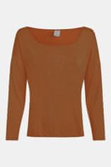 Calvin Klein Dámský pyžamový top L/S CURVE NECK 000QS7006E GCU karamelová - Calvin Klein M