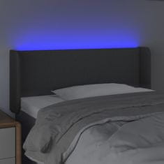 Vidaxl Čelo postele s LED tmavě šedé 93 x 16 x 78/88 cm textil