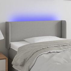 Vidaxl Čelo postele s LED světle šedé 83 x 16 x 78/88 cm textil