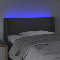 Vidaxl Čelo postele s LED tmavě šedé 83 x 16 x 78/88 cm textil