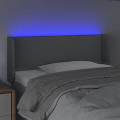 Vidaxl Čelo postele s LED světle šedé 103 x 16 x 78/88 cm textil