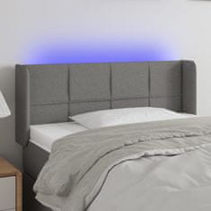 Vidaxl Čelo postele s LED tmavě šedé 103 x 16 x 78/88 cm textil