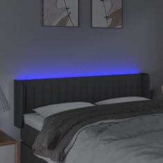 Vidaxl Čelo postele s LED tmavě šedé 147 x 16 x 78/88 cm textil