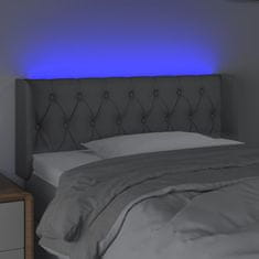 Vidaxl Čelo postele s LED světle šedé 103 x 16 x 78/88 cm textil