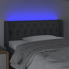 Vidaxl Čelo postele s LED tmavě šedé 103 x 16 x 78/88 cm textil