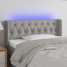 Vidaxl Čelo postele s LED světle šedé 103 x 16 x 78/88 cm textil