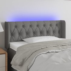 Vidaxl Čelo postele s LED tmavě šedé 93 x 16 x 78/88 cm textil