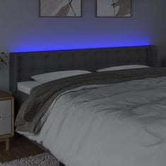 Vidaxl Čelo postele s LED tmavě šedé 203 x 16 x 78/88 cm textil