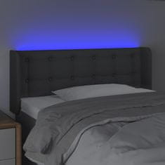 Vidaxl Čelo postele s LED tmavě šedé 93 x 16 x 78/88 cm textil