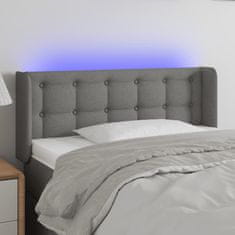 Vidaxl Čelo postele s LED tmavě šedé 93 x 16 x 78/88 cm textil