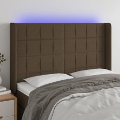 Vidaxl Čelo postele s LED tmavě hnědé 147 x 16 x 118/128 cm textil