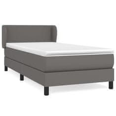 Vidaxl Box spring postel s matrací šedá 90x190 cm umělá kůže