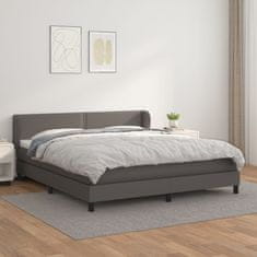 Vidaxl Box spring postel s matrací šedá 180x200 cm umělá kůže