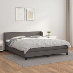 Vidaxl Box spring postel s matrací šedá 160x200 cm umělá kůže