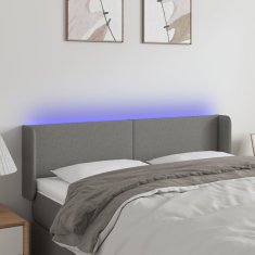 Vidaxl Čelo postele s LED tmavě šedé 147 x 16 x 78/88 cm textil