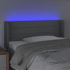 Vidaxl Čelo postele s LED světle šedé 83 x 16 x 78/88 cm textil