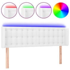 Vidaxl Čelo postele s LED bílé 147 x 16 x 78/88 cm umělá kůže