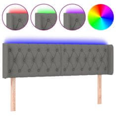 Vidaxl Čelo postele s LED tmavě šedé 163 x 16 x 78/88 cm textil