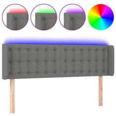 Vidaxl Čelo postele s LED tmavě šedé 147 x 16 x 78/88 cm textil