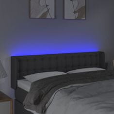 Vidaxl Čelo postele s LED tmavě šedé 147 x 16 x 78/88 cm textil