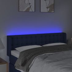 Vidaxl Čelo postele s LED modré 147 x 16 x 78/88 cm textil