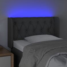 Vidaxl Čelo postele s LED tmavě šedé 83 x 16 x 78/88 cm textil