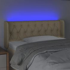 Vidaxl Čelo postele s LED krémové 103 x 16 x 78/88 cm textil