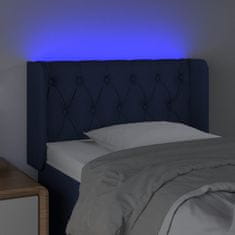 Vidaxl Čelo postele s LED modré 83 x 16 x 78/88 cm textil