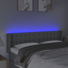 Vidaxl Čelo postele s LED světle šedé 147 x 16 x 78/88 cm textil