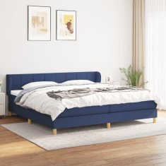 Vidaxl Box spring postel s matrací modrá 200x200 cm textil