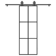 Vidaxl Posuvné dveře s kováním 76x205 cm ESG sklo a hliník