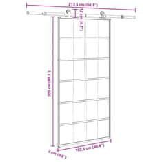 Vidaxl Posuvné dveře s kováním 102x205 cm ESG sklo a hliník