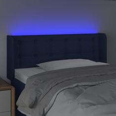 Vidaxl Čelo postele s LED modré 83 x 16 x 78/88 cm textil