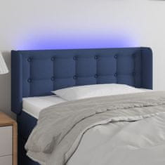 Vidaxl Čelo postele s LED modré 83 x 16 x 78/88 cm textil