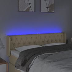 Vidaxl Čelo postele s LED krémové 147 x 16 x 78/88 cm textil