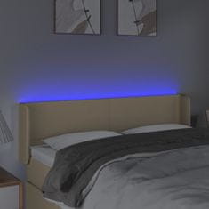 Vidaxl Čelo postele s LED krémové 147 x 16 x 78/88 cm textil